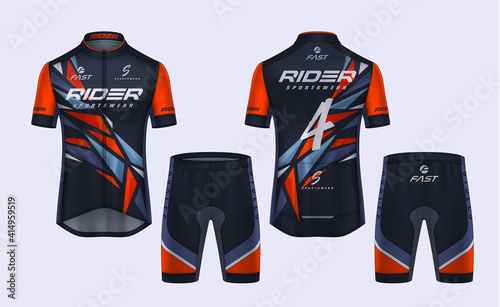 Cycling Jerseys mockup,t-shirt sport design template,uniform for bicycle apparel.