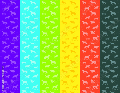 Set of colourful minimalist dogs pattern