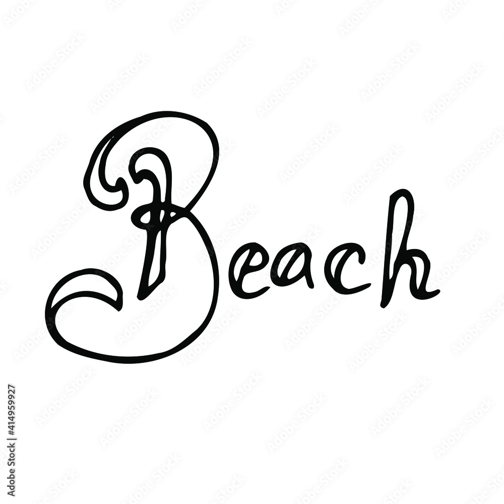 Fototapeta premium Vector doodle hand drawn lettering word, travel, trip, vacation, relaxation, isolated on the white background