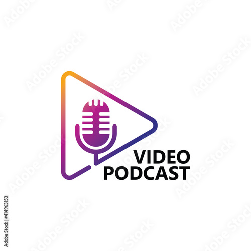 Video play podcast logo template design