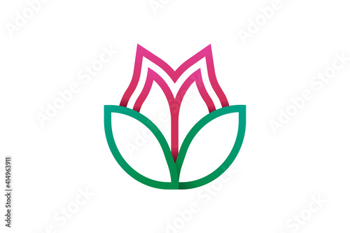 leaf icon with flower