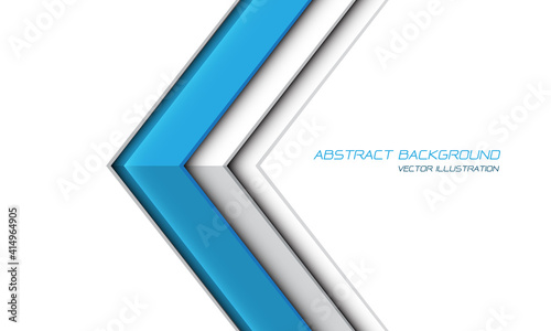 Abstract blue arrow metallic shadow direction on white with blank space design modern futuristic background vector illustration.