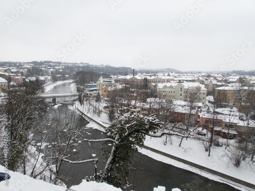 cieszyn city at the czech polish bordet in winter photo