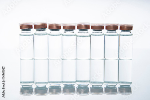 medical vials on white background