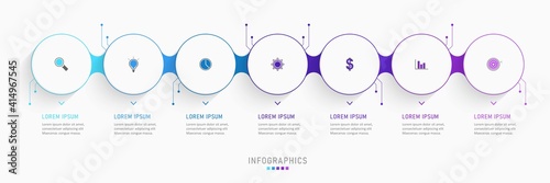 Vector Infographic label design template with icons and 7 options or steps. Can be used for process diagram, presentations, workflow layout, banner, flow chart, info graph.