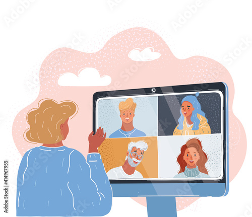 Vector illustration of colorful vector illustration concept for webinar, online learning, professional lectures in internet.
