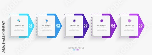 Vector Infographic label design template with icons and 5 options or steps. Can be used for process diagram, presentations, workflow layout, banner, flow chart, info graph.