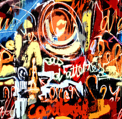 Acrylglasbilder Graffiti Seamless graffiti pattern, graffiti on the wall  © kenan