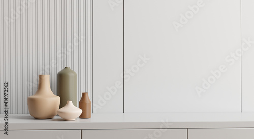 white stand and vase in white background ,3D rendering