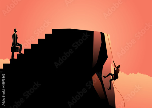 Unfair concept in business between businessman and businesswoman