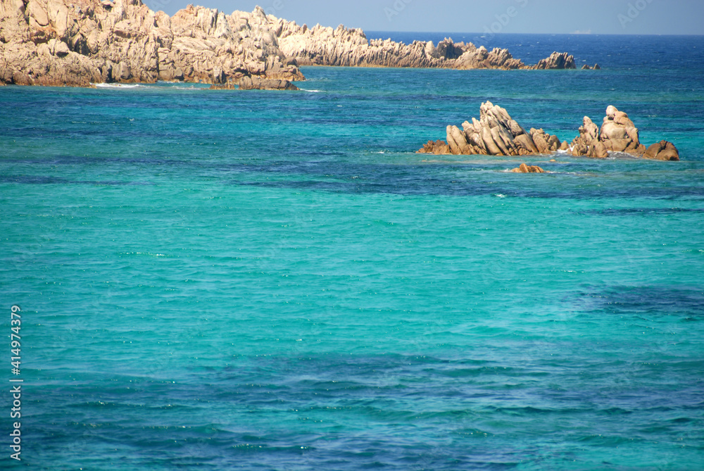 amazing blue sea on the beach of Santa Maria in Sardinia on the island of Santa Maria which is close to Budelli and Razzoli.