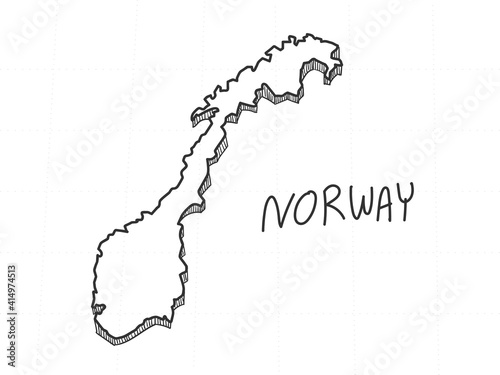 Hand Drawn of Namibia 3D Map on White Background. 