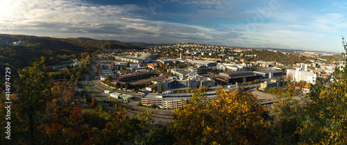 Panorama of Brno - view on the Brno Exhibition Centre. View on the Brno Exhibition center from the hill. © Michal