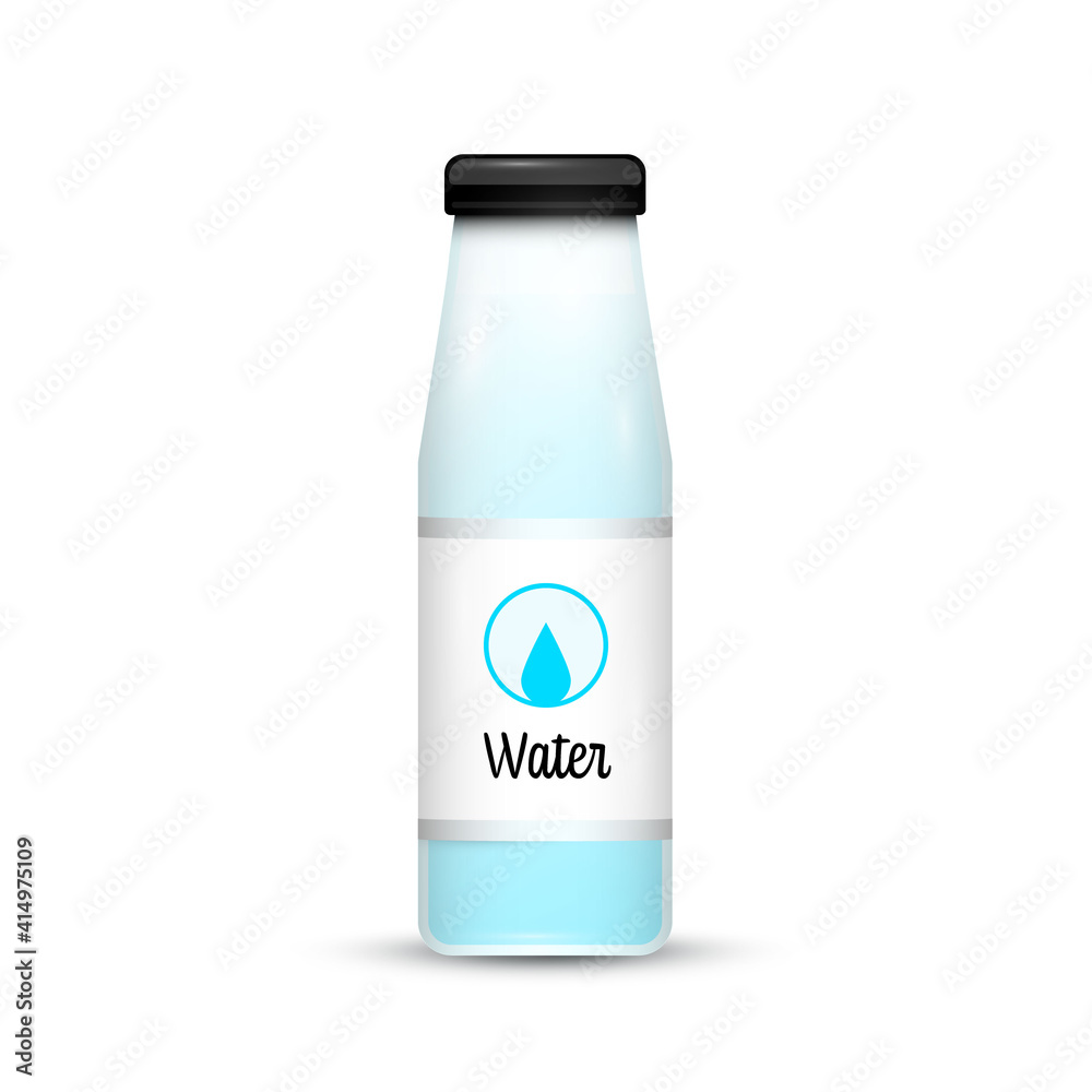 Water in glass or plastic bottle - vector