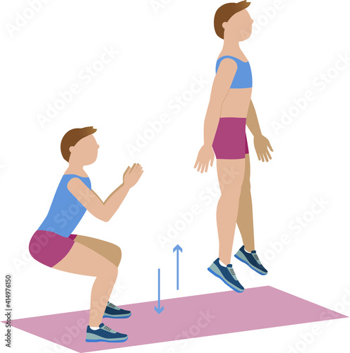 Man doing jumping squats - illustration
