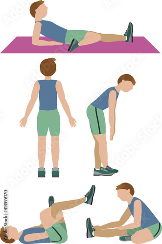 Man doing strech exercises - illustration
