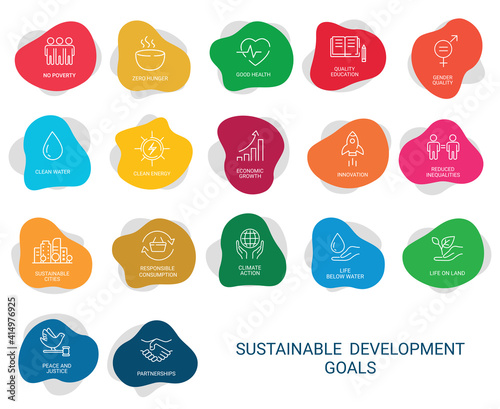 Icons Set .Sustainable Development Goals. Vector EPS