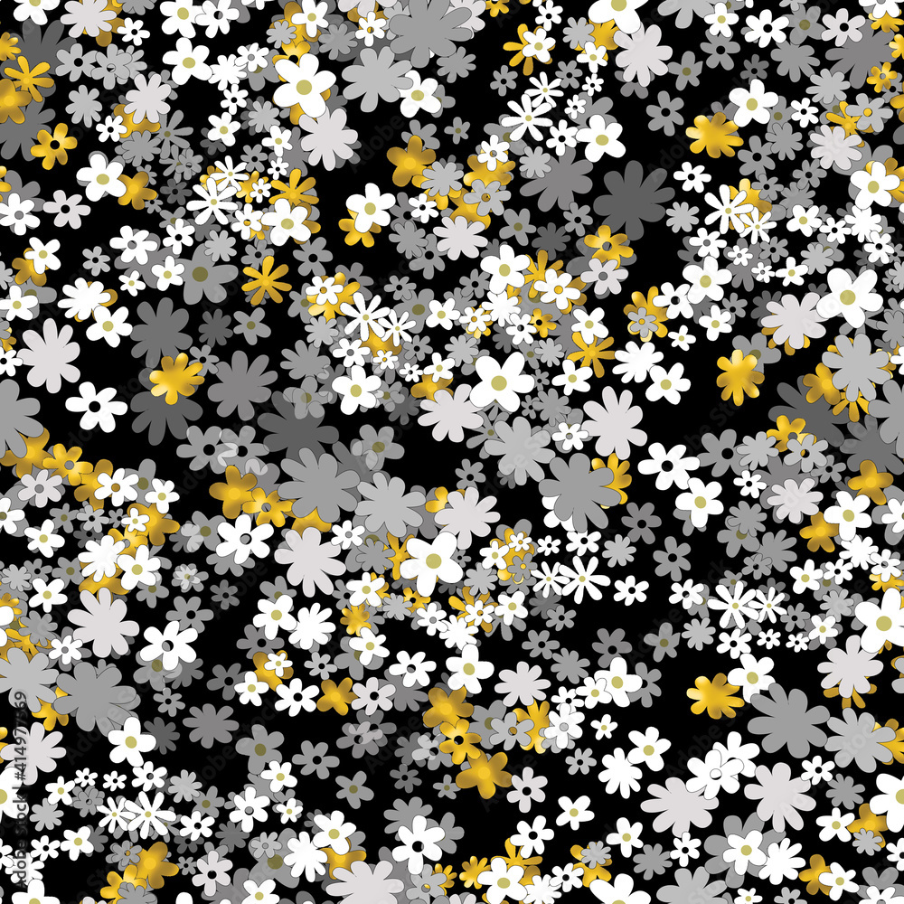 Seamless daisy flowers, summer floral pattern