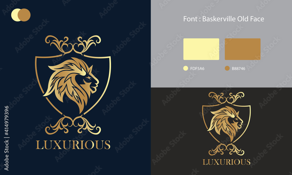 Lion Head Luxury Logo Design Concept Template