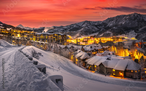 Ski resort in the Rocky Mountains photo