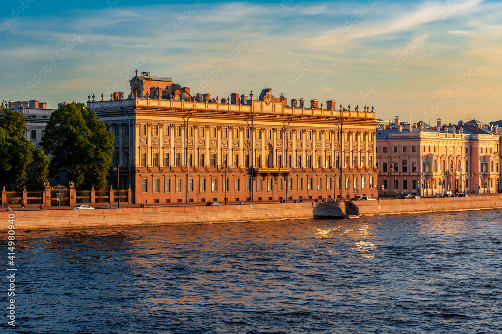 Marble Palace on Neva embankment in Saint Petersburg, Russia