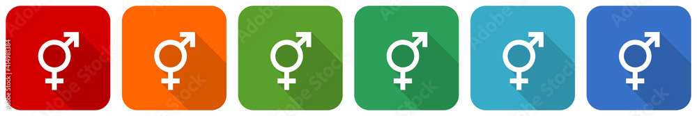 Sex icon set, flat design vector illustration in 6 colors options for webdesign and mobile applications Sex icon set, flat design vector illustration in 6 colors options for webdesign and mobile applications