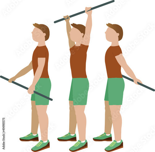 Man doing shoulder rotations exercises - illustration