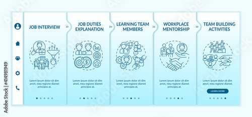 Success of career in profession onboarding vector template. Professional formation and development. Responsive mobile website with icons. Webpage walkthrough step screens. RGB color concept