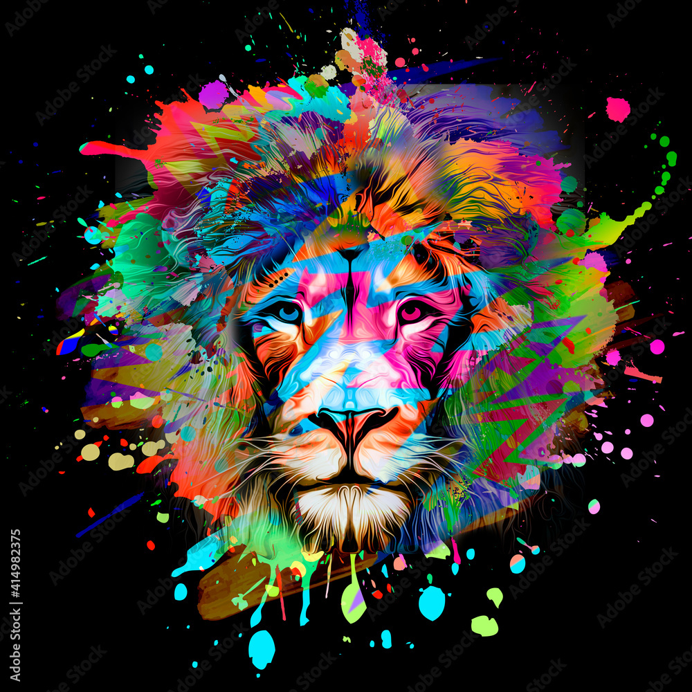 lion head illustration - obrazy, fototapety, plakaty 