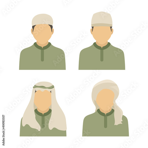 Different muslim man avatar vector illustration. isolated with colored flat style