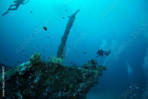 Scuba diving of AlmaJane Wreck diving point in Mindoro, Philippines.  © eltourlab