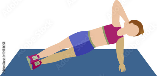 Woman doing side plank - illustration