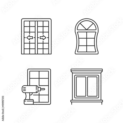 Wallpaper Mural Replacement door opportunity linear icons set. Patio doors. Unique styles and features. Decorative trim. Customizable thin line contour symbols. Isolated vector outline illustrations. Editable stroke Torontodigital.ca