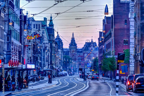 Photography Iconic buildings along the streets and canals of Amsterdam around Dam Square, e