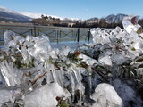 ioannina city greece in winter season ice snow