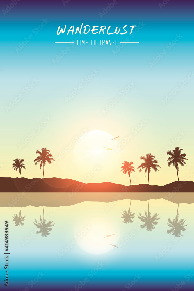 wanderlust paradise beach summer holiday background vector illustration EPS10