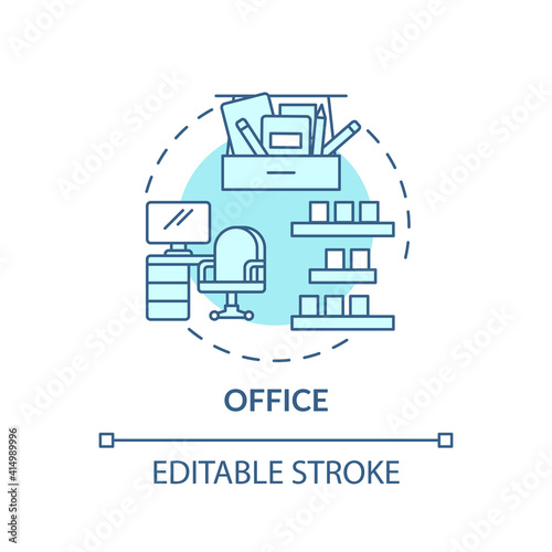 Cleaning in office concept icon. Cleaning-out company idea thin line illustration. Regularly scheduled tidying. Keeping room clean and tidy. Vector isolated outline RGB color drawing. Editable stroke