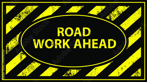 road work ahead sign on white background	