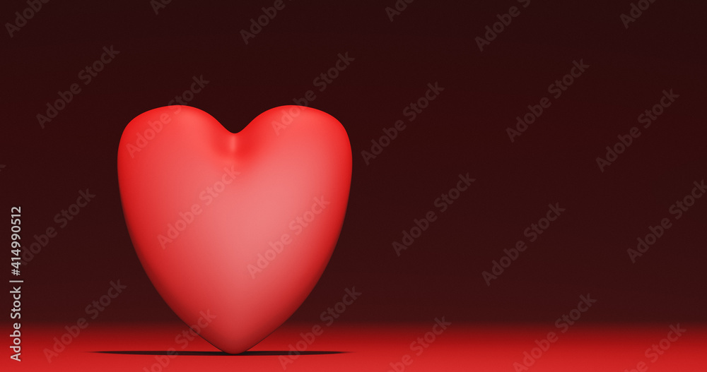 Render with cartoon heart on red background Render with cartoon heart on red background