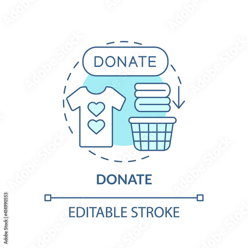 Donate concept icon. Helping person in need idea thin line illustration. Donating for people who want. Charitable organization. Vector isolated outline RGB color drawing. Editable stroke