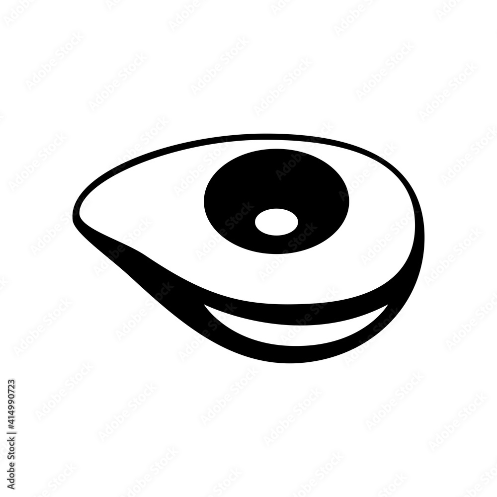 AVOCADO drawing. Black icon isolated on white background. Healthy food, tropical fruit. Flat cartoon vector Illustration. AVOCADO drawing. Black icon isolated on white background. Healthy food, tropical fruit. Flat cartoon vector Illustration.
