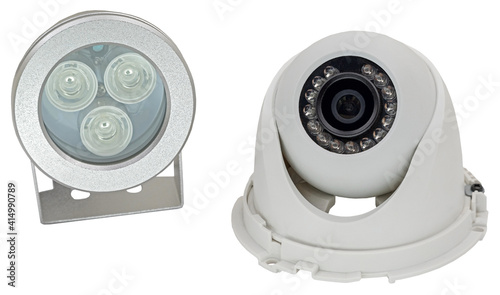 Spherical IP security camera and Infrared illuminator night ligh
