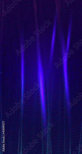 Quantum Technology Glowing Particles Vector Background.