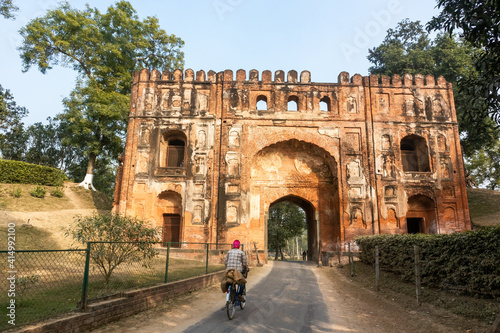 The ancient historic gateway of Dakhil Darwaza in the ruins of the village of Gour near the city of Malda. photo