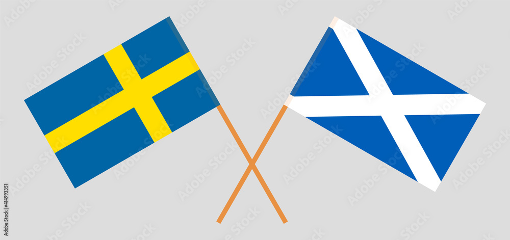 Crossed flags of Sweden and Scotland