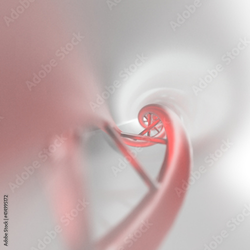 dna strand on background, glass abstract rendering illustration Deoxyribonucleic acid is a molecule composed of two polynucleotide chains that coil around each other to form a double helix
