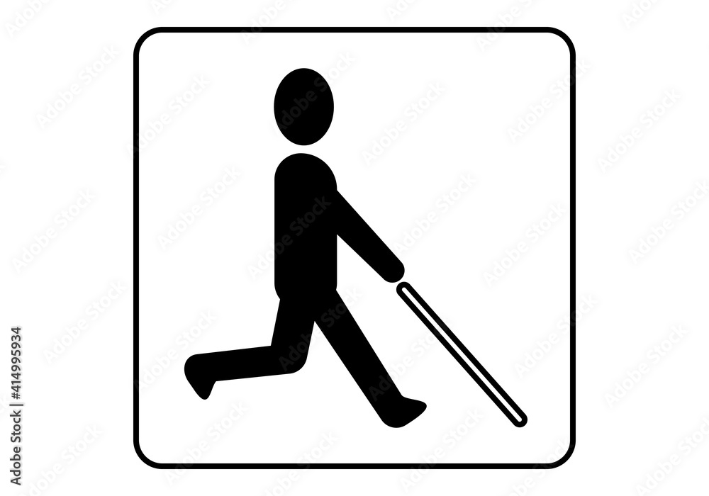 Icono de persona ciega o invidente con bastón blanco Icono de persona ciega o invidente con bastón blanco