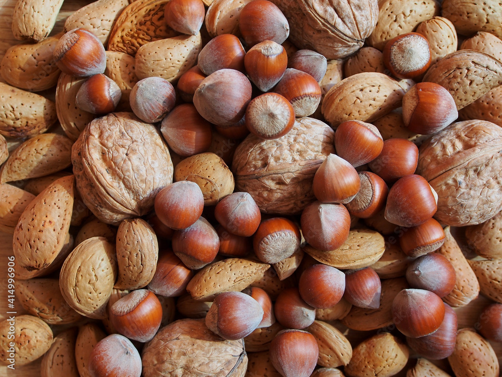 Dried fruit, Walnuts, hazelnuts and almonds. Dried fruit, Walnuts, hazelnuts and almonds.