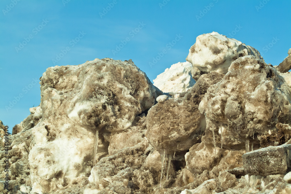 snow mountain against the blue sky, close-up