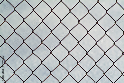 iron mesh on a white background, close-up